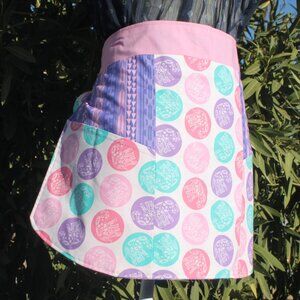 Elephant Print Adult Half Apron Pink Purple Handmade Reversible Cotton Pockets